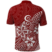 Polynesia Polo Shirt Plumeria Red Curves - Wonder Print Shop