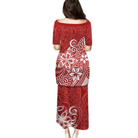 Polynesia Puletasi Plumeria Red Curves - Wonder Print Shop