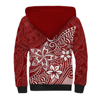 Polynesia Sherpa Hoodie Plumeria Red Curves - Wonder Print Shop