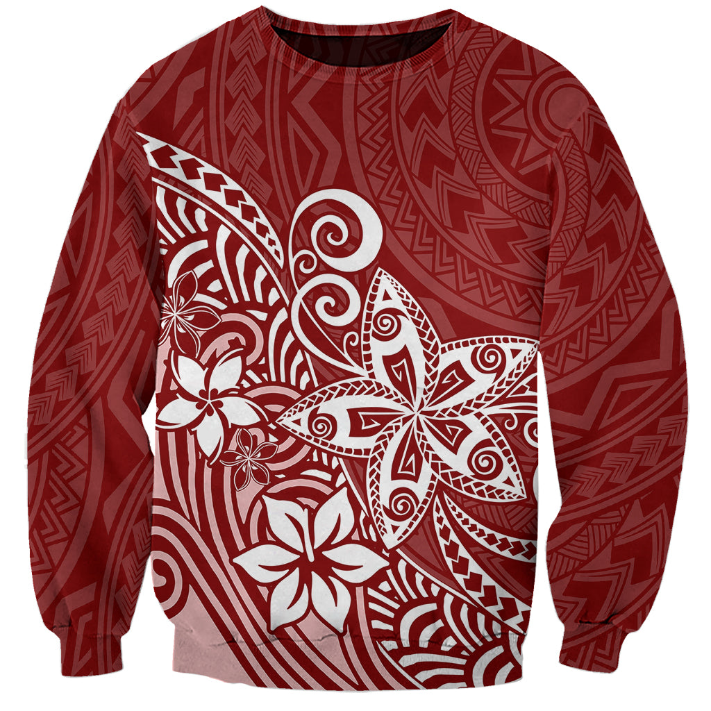 Polynesia Sweatshirt Plumeria Red Curves - Wonder Print Shop