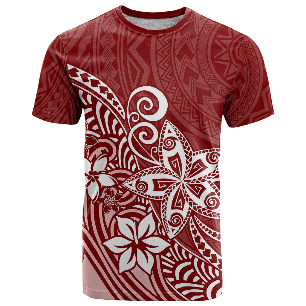 Polynesia T Shirt Plumeria Red Curves - Wonder Print Shop