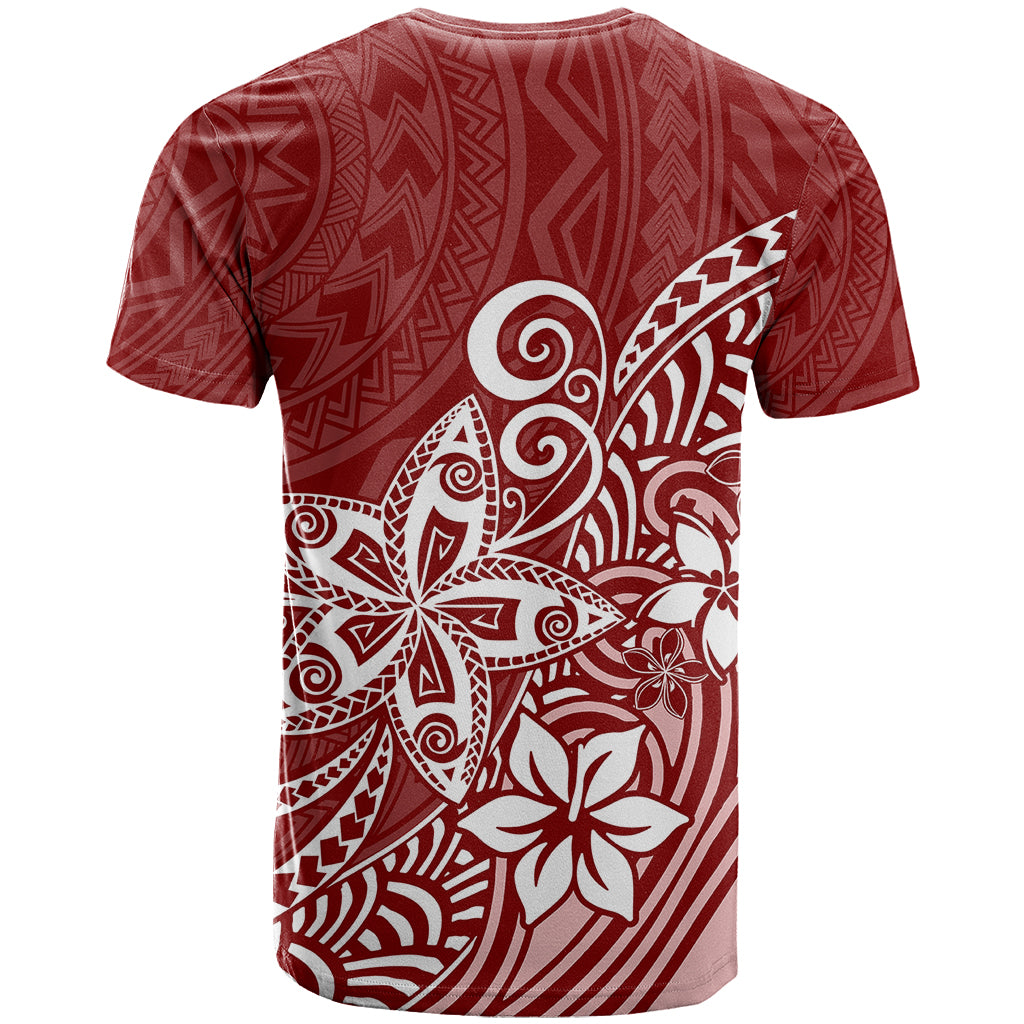 Polynesia T Shirt Plumeria Red Curves - Wonder Print Shop