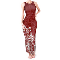 Polynesia Tank Maxi Dress Plumeria Red Curves - Wonder Print Shop