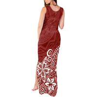 Polynesia Tank Maxi Dress Plumeria Red Curves - Wonder Print Shop