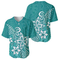 Polynesia Baseball Jersey Plumeria Teal Curves LT7 - Wonder Print Shop