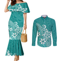 polynesia-couples-matching-mermaid-dress-and-long-sleeve-button-shirts-plumeria-teal-curves