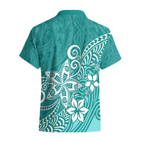 Polynesia Hawaiian Shirt Plumeria Teal Curves - Wonder Print Shop