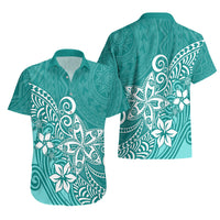 Polynesia Hawaiian Shirt Plumeria Teal Curves - Wonder Print Shop
