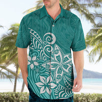 Polynesia Hawaiian Shirt Plumeria Teal Curves - Wonder Print Shop