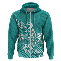 Polynesia Hoodie Plumeria Teal Curves - Wonder Print Shop