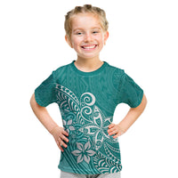 Polynesia Kid T Shirt Plumeria Teal Curves - Wonder Print Shop