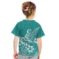 Polynesia Kid T Shirt Plumeria Teal Curves - Wonder Print Shop