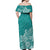 Polynesia Off Shoulder Maxi Dress Plumeria Teal Curves - Wonder Print Shop