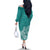 Polynesia Off The Shoulder Long Sleeve Dress Plumeria Teal Curves - Wonder Print Shop