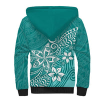 Polynesia Sherpa Hoodie Plumeria Teal Curves - Wonder Print Shop