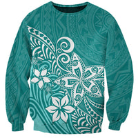 Polynesia Sweatshirt Plumeria Teal Curves - Wonder Print Shop