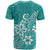 Polynesia T Shirt Plumeria Teal Curves - Wonder Print Shop