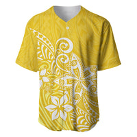 Polynesia Baseball Jersey Plumeria Yellow Curves LT7 - Wonder Print Shop