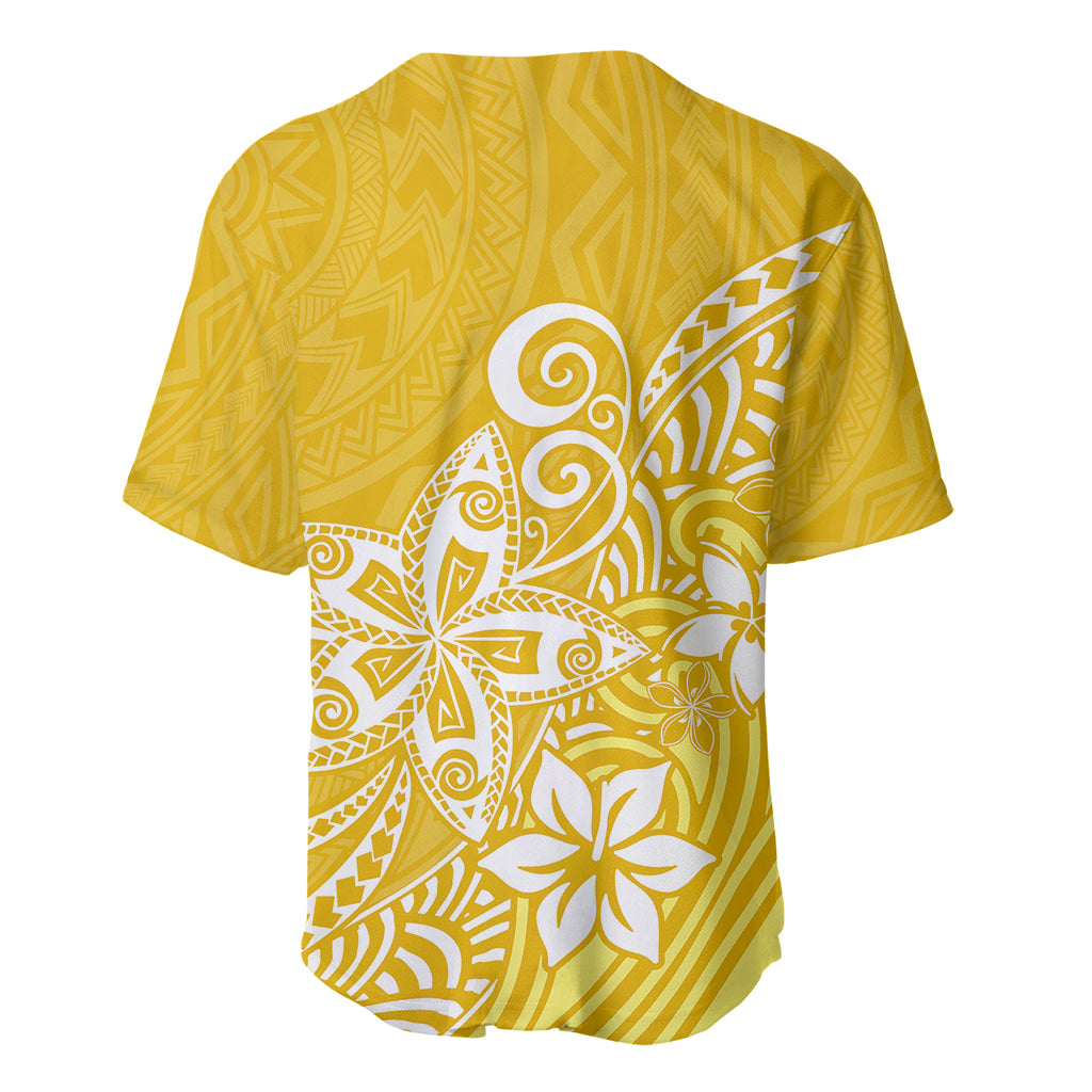 Polynesia Baseball Jersey Plumeria Yellow Curves LT7 - Wonder Print Shop