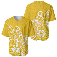 Polynesia Baseball Jersey Plumeria Yellow Curves LT7 - Wonder Print Shop