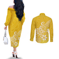 polynesia-couples-matching-off-the-shoulder-long-sleeve-dress-and-long-sleeve-button-shirts-plumeria-yellow-curves
