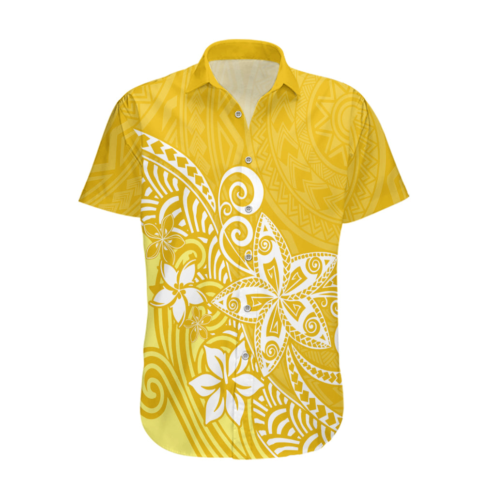 Polynesia Hawaiian Shirt Plumeria Yellow Curves - Wonder Print Shop