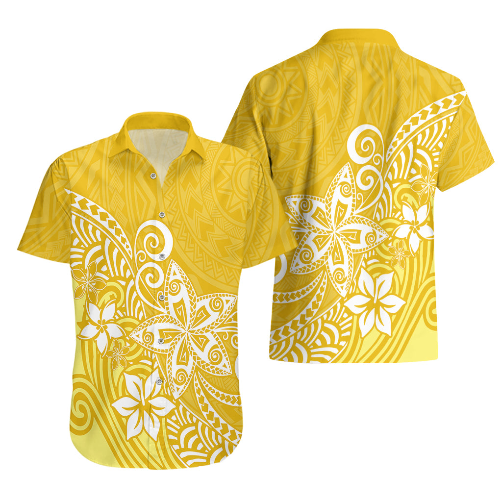 Polynesia Hawaiian Shirt Plumeria Yellow Curves - Wonder Print Shop