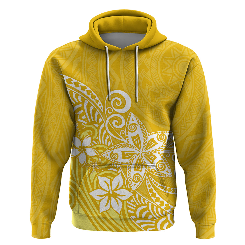 Polynesia Hoodie Plumeria Yellow Curves - Wonder Print Shop