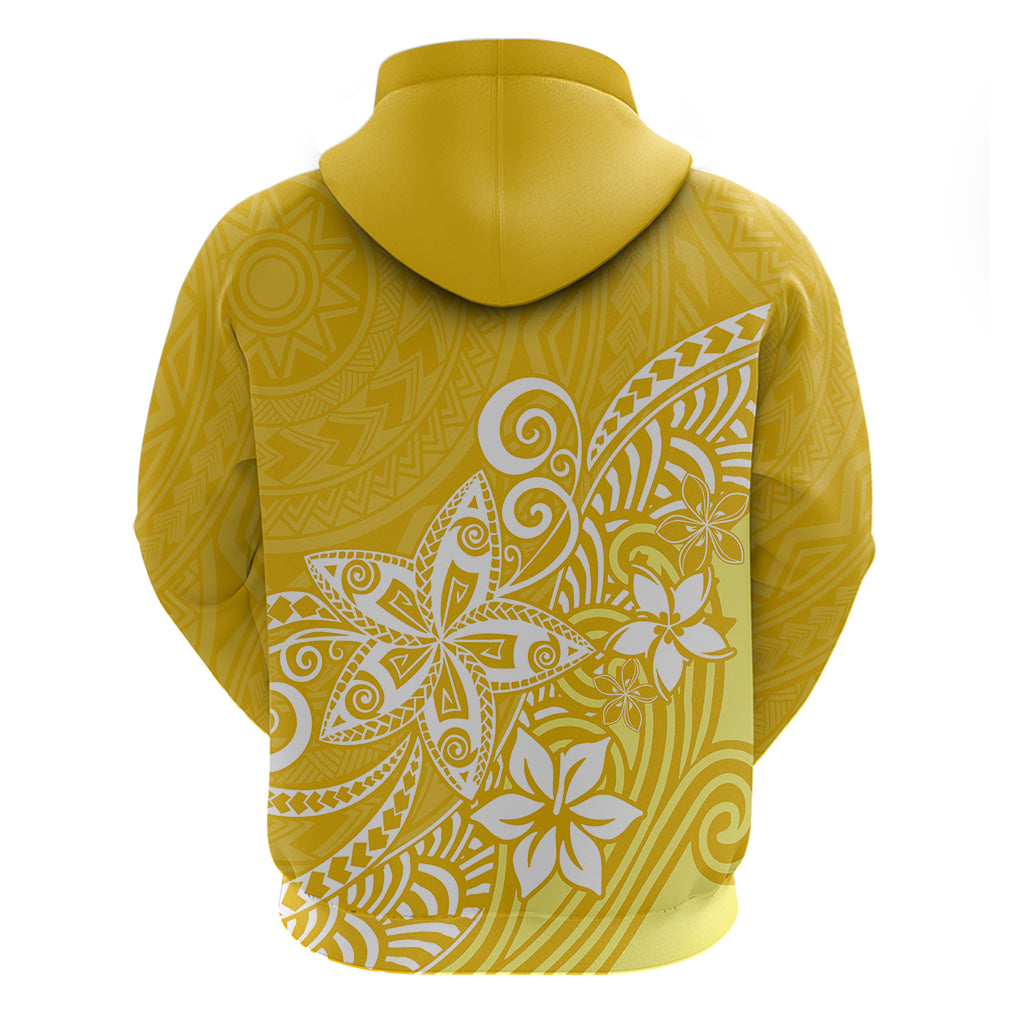 Polynesia Hoodie Plumeria Yellow Curves - Wonder Print Shop