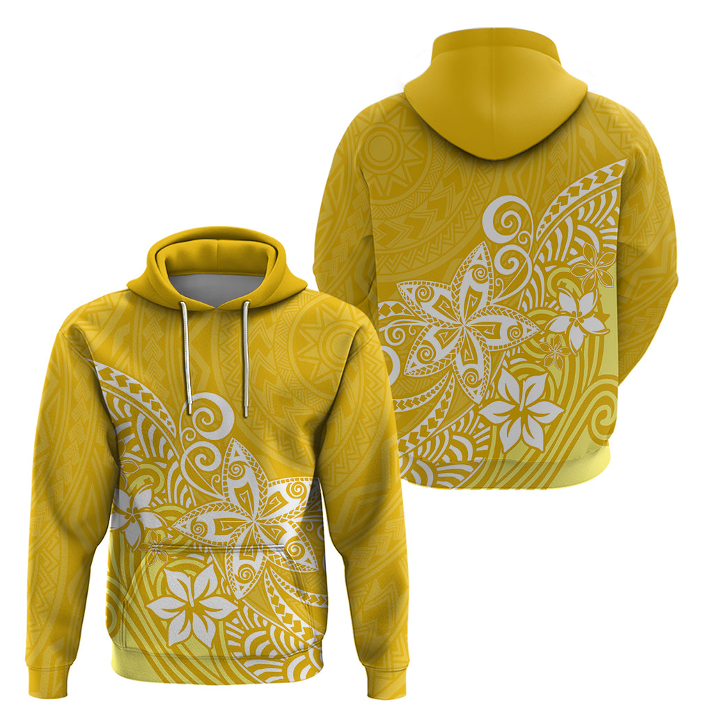 Polynesia Hoodie Plumeria Yellow Curves - Wonder Print Shop