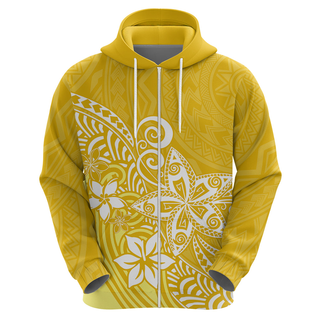 Polynesia Hoodie Plumeria Yellow Curves - Wonder Print Shop