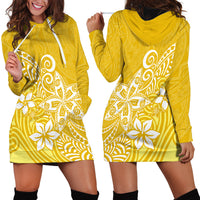 Polynesia Hoodie Dress Plumeria Yellow Curves - Wonder Print Shop