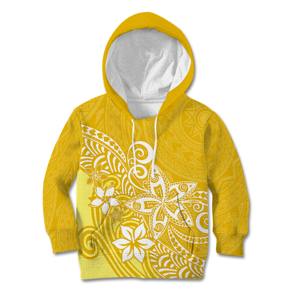 Polynesia Kid Hoodie Plumeria Yellow Curves - Wonder Print Shop