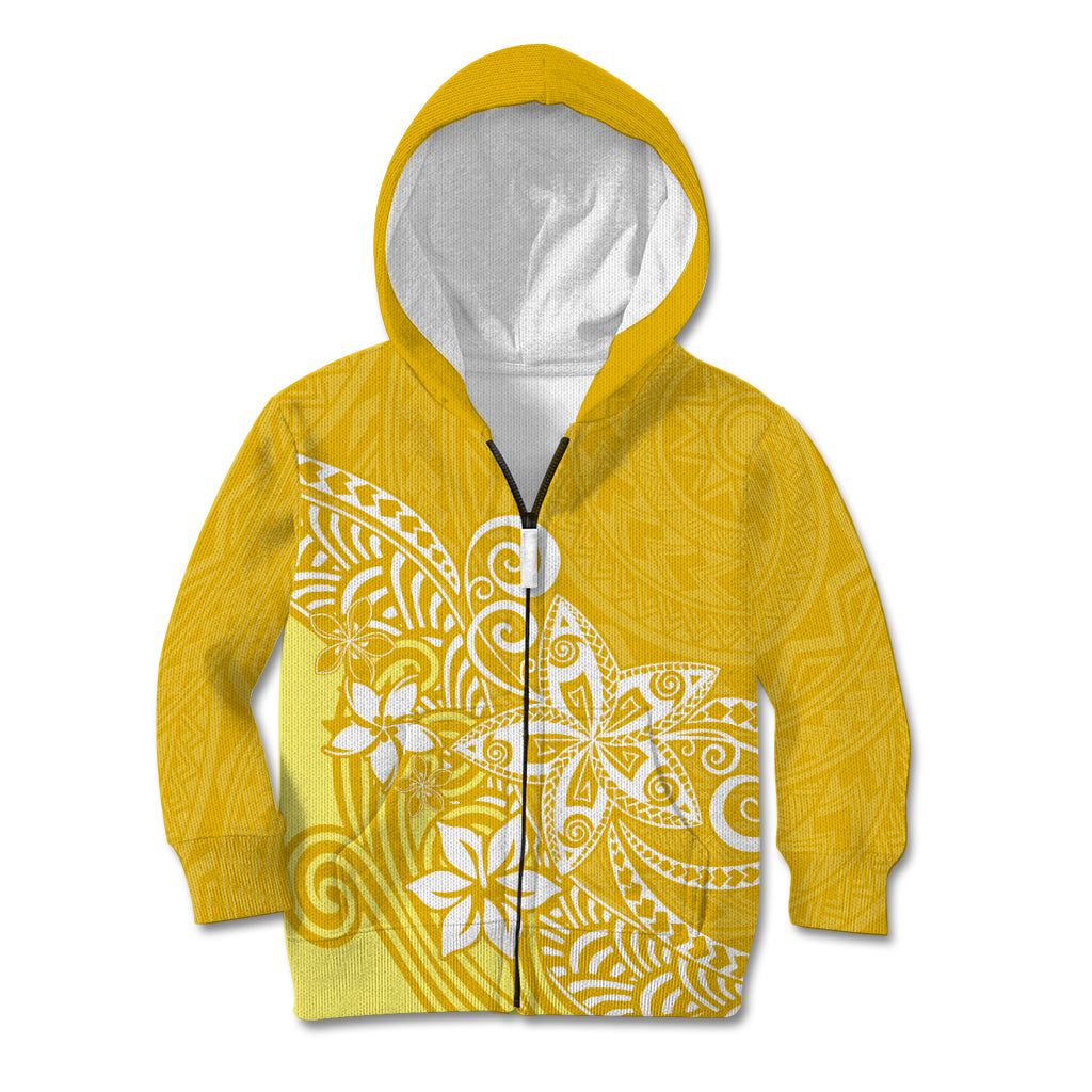 Polynesia Kid Hoodie Plumeria Yellow Curves - Wonder Print Shop