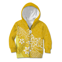Polynesia Kid Hoodie Plumeria Yellow Curves - Wonder Print Shop