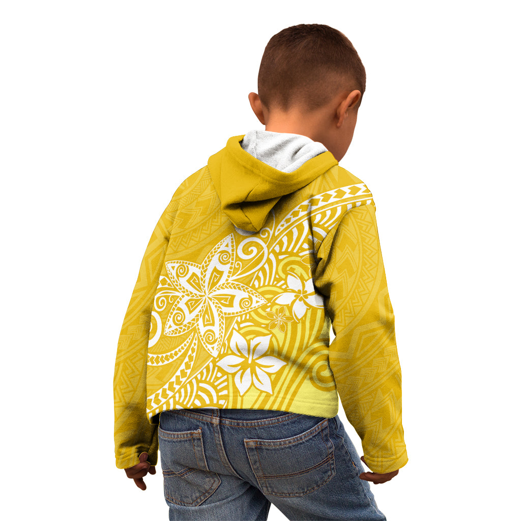 Polynesia Kid Hoodie Plumeria Yellow Curves - Wonder Print Shop