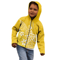 Polynesia Kid Hoodie Plumeria Yellow Curves - Wonder Print Shop