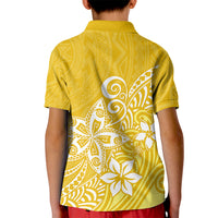 Polynesia Kid Polo Shirt Plumeria Yellow Curves - Wonder Print Shop