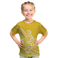 Polynesia Kid T Shirt Plumeria Yellow Curves - Wonder Print Shop