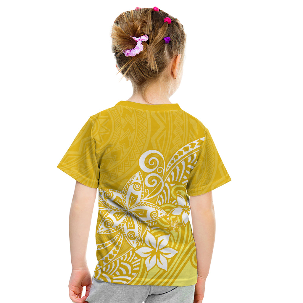 Polynesia Kid T Shirt Plumeria Yellow Curves - Wonder Print Shop