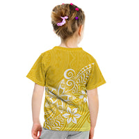 Polynesia Kid T Shirt Plumeria Yellow Curves - Wonder Print Shop