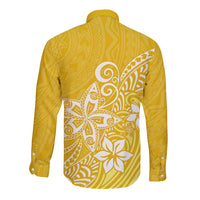 Polynesia Long Sleeve Button Shirt Plumeria Yellow Curves - Wonder Print Shop