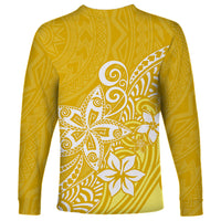 Polynesia Long Sleeve Shirt Plumeria Yellow Curves - Wonder Print Shop