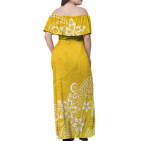 Polynesia Off Shoulder Maxi Dress Plumeria Yellow Curves - Wonder Print Shop