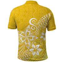 Polynesia Polo Shirt Plumeria Yellow Curves - Wonder Print Shop