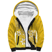 Polynesia Sherpa Hoodie Plumeria Yellow Curves - Wonder Print Shop