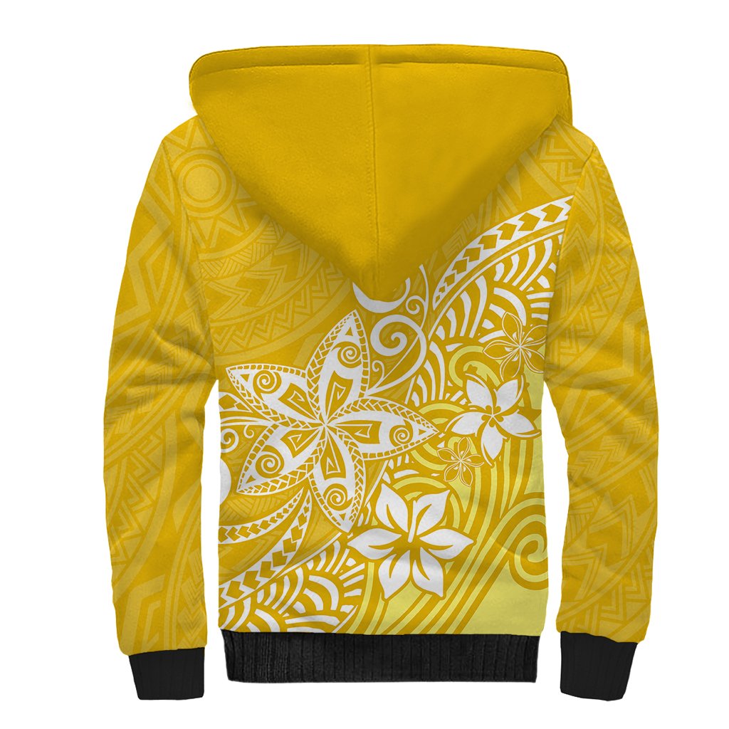 Polynesia Sherpa Hoodie Plumeria Yellow Curves - Wonder Print Shop