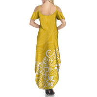 Polynesia Summer Maxi Dress Plumeria Yellow Curves - Wonder Print Shop