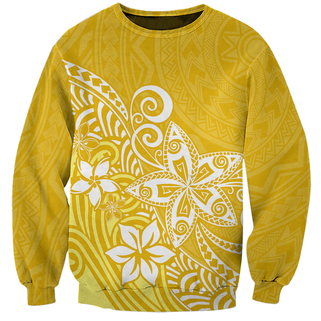 Polynesia Sweatshirt Plumeria Yellow Curves - Wonder Print Shop