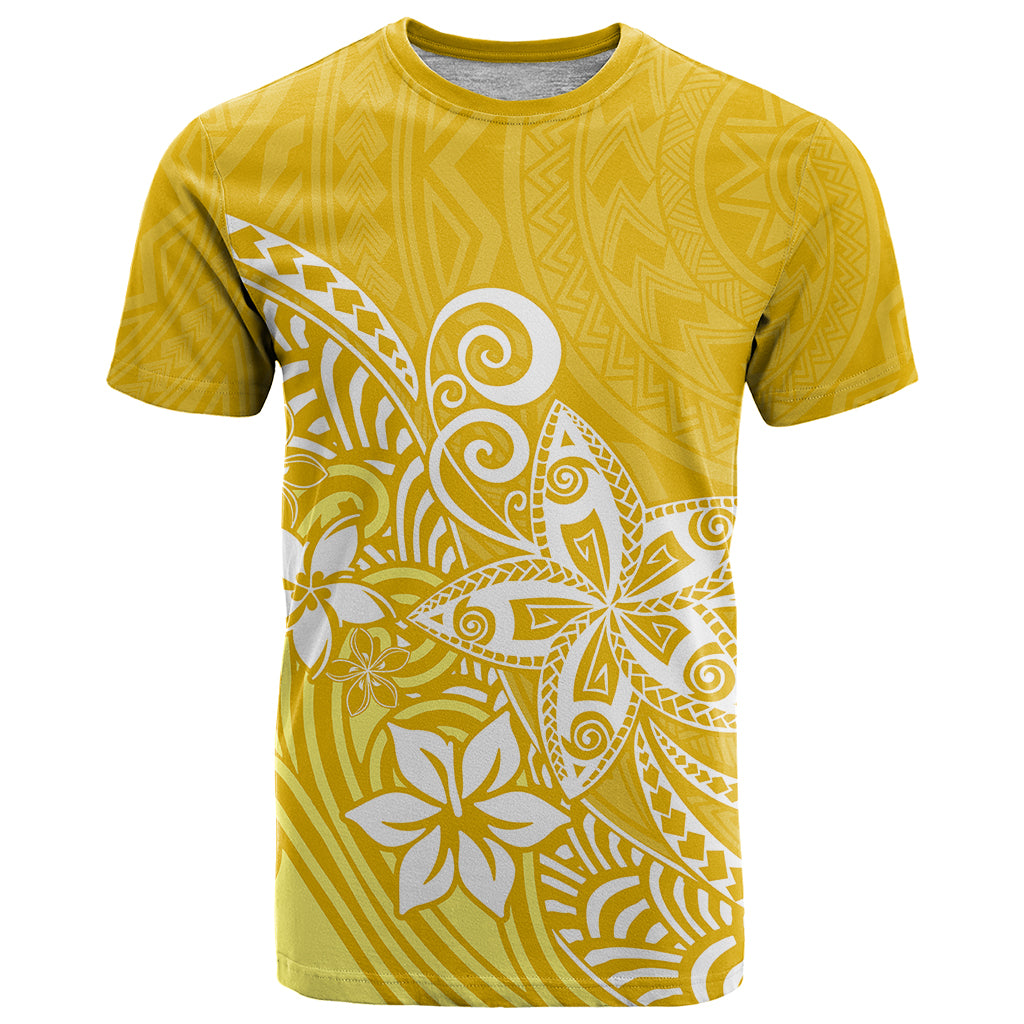 Polynesia T Shirt Plumeria Yellow Curves - Wonder Print Shop